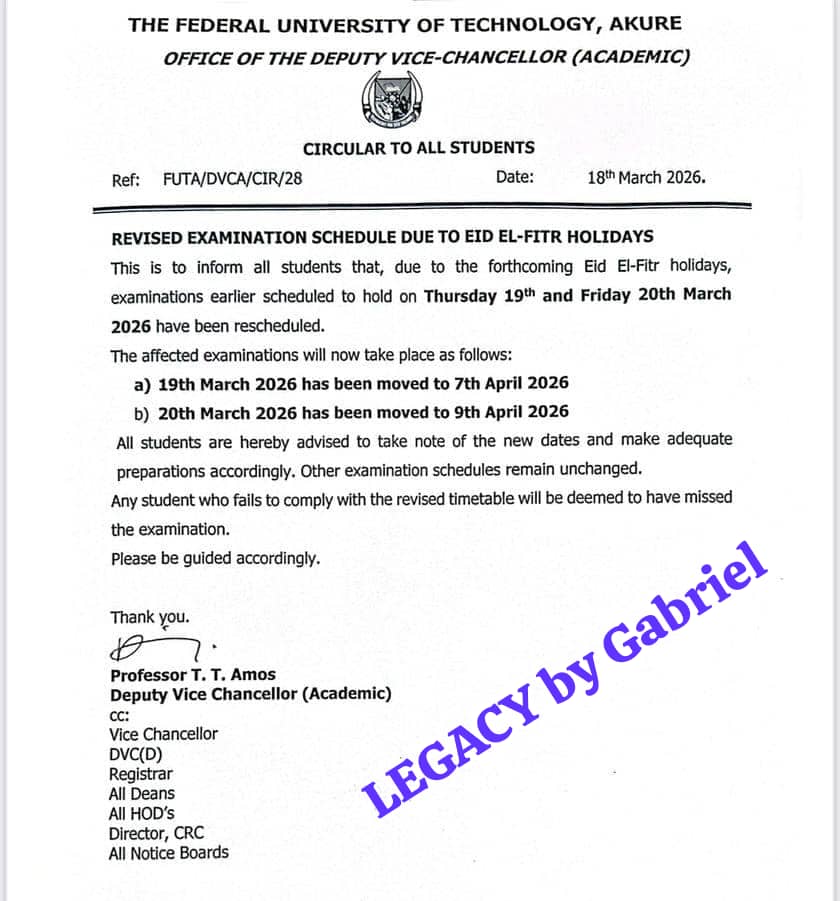 Revised Examination Schedule